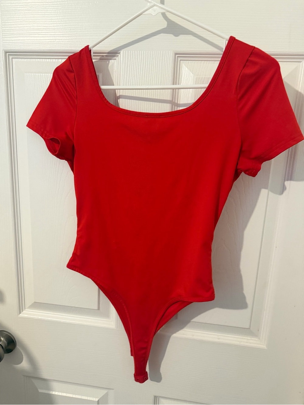 Daisy Red Short-Sleeve Scoop Neck One-Piece Bodysuit